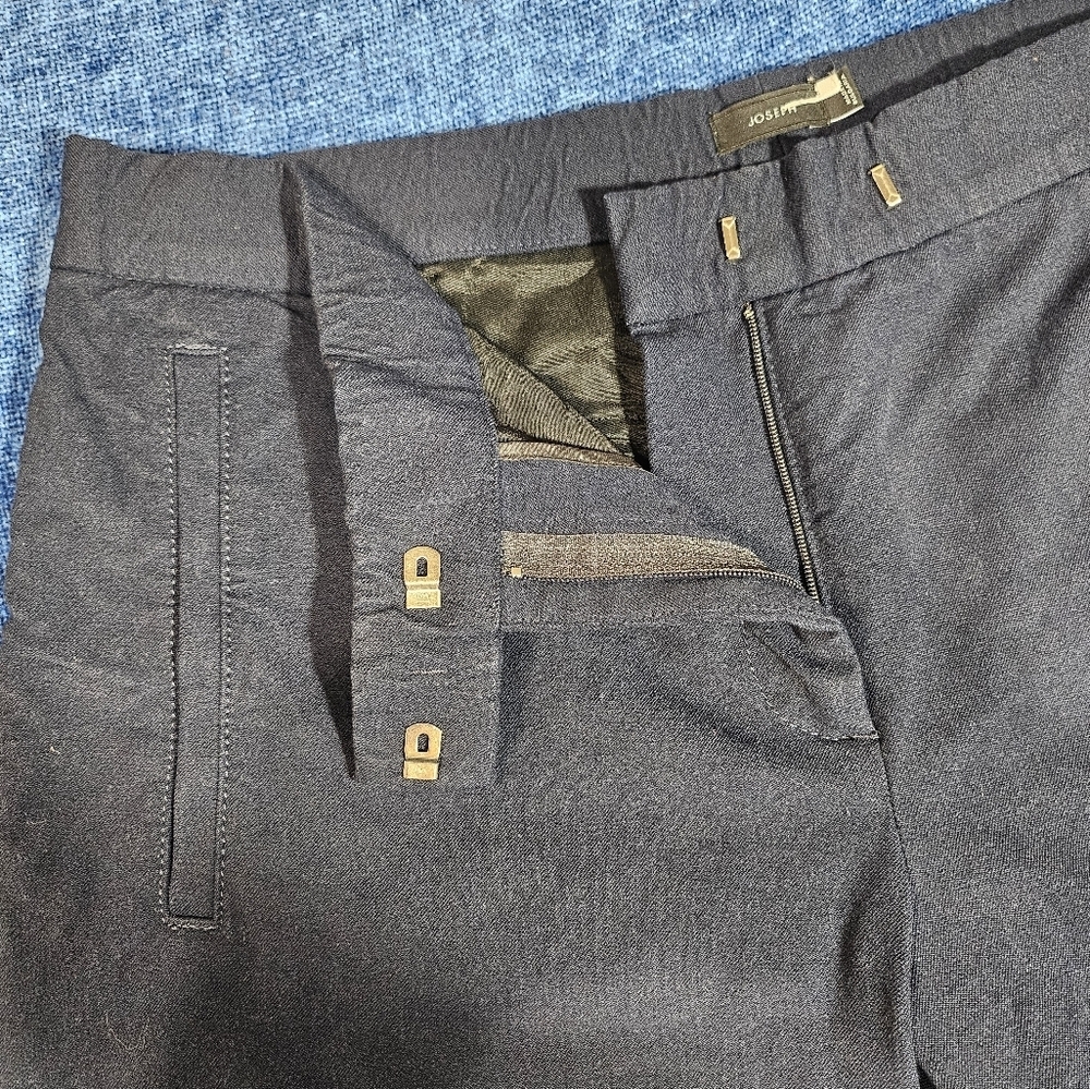 JOSEPH Navy Blue Capri Trousers Pants Side Leg Buttons 40 (US 12) - Picture 5 of 9